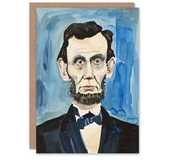 Artery8 Greeting Card President Abraham Lincoln Watercolour Portrait Blank For Him Or Her Art Birthday Card