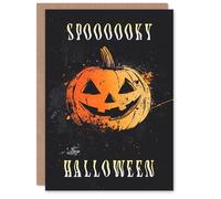 Artery8 Greeting Card Pumpkin Jack o Lantern Fun Spooky Blank For All Halloween Card
