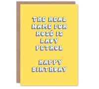 Artery8 Greeting Card Real Name For Rose Wine Lady Petrol For Her Woman Wife Gran Mum Sister Birthday Card