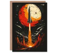 Artery8 Greeting Card Rocket Launch Alien Planets Space Exploration Birthday in Black Artery8 Black