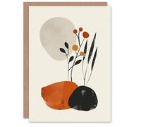 Artery8 Greeting Card Rocks And Wild Flowers Bright Boho Japandi Style Blank For Him Or Her Art Birthday Card