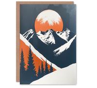 Artery8 Greeting Card Rocky Mountains Forest Sunrise Modern Painting Birthday in Orange Artery8 Orange