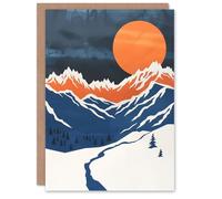 Artery8 Greeting Card Rocky Mountains Winter Landscape Modern Abstract Blank For Him Or Her Art Birthday Card