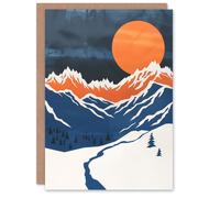 Artery8 Greeting Card Rocky Mountains Winter Landscape Modern Abstract Blank For Him Or Her Art Birthday Card