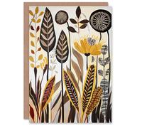 Artery8 Greeting Card Rustic Abstract Wildflowers Painting Folk Art For Her Woman Birthday Card