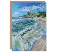 Artery8 Greeting Card Scarborough North Bay Abstract Coastal Landscape Blank For Him Or Her Art Farewell Card