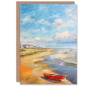 Artery8 Greeting Card Seaton Carew County Durham Boat Seaside Painting Blank For Him Or Her Art Birthday Card