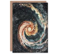 Artery8 Greeting Card Space Whirlpool Spiral Galaxy M51 Watercolour Blank For Him Or Her Art Birthday Card