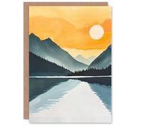 Artery8 Greeting Card Sparks Lake Sunrise Mountain Lakeside Landscape Blank For Him Or Her Art Birthday Card