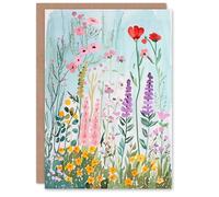 Artery8 Greeting Card Spring Wild Flower Meadow Watercolour Painting For Her Woman Birthday Card