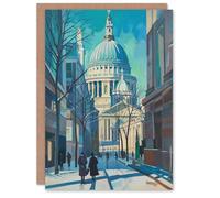 Artery8 Greeting Card St Paul's Cathedral London City Street Painting Blank For All Him Or Her Art Birthday Card