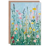 Artery8 Greeting Card Summer Wild Flower Blossom Meadow Painting For Her Woman Birthday Card