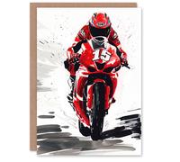 Artery8 Greeting Card Superbike Race Red Motorcycle Racing Action Shot Artery8 Red