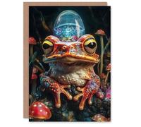 Artery8 Greeting Card Surreal Toad Mushrooms Trippy Psychedelic Art Blank For Him Or Her Art Birthday Card