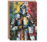 Artery8 Greeting Card Templar Knight Medieval Armor Sword Painting Birthday Artery8 Multicolor