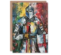 Artery8 Greeting Card Templar Knight Medieval Armor Sword Painting Blank For Him Or Her Art Birthday Card