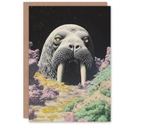 Artery8 Greeting Card The Walrus Cavern Surreal Alien Landscape Stars Blank For Him Or Her Art Birthday Card