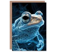 Artery8 Greeting Card Toad Portrait Gold Electric Blue Bioluminescent Blank For Him Or Her Art Birthday Card