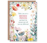 Artery8 Greeting Card Today You Are A Birthday Princess Floral Flowers For Her Woman Wife Mum Sister Daughter Birthday Card
