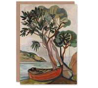 Artery8 Greeting Card Tree Boat in Robin Hood's Bay Yorkshire Painting Blank For Him Or Her Art Birthday Card