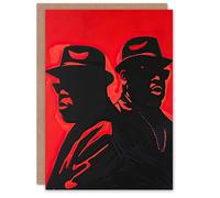Artery8 Greeting Card Two Rappers Red Black Portrait Painting Hip-Hop Blank For Him Or Her Art Birthday Card