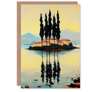 Artery8 Visovac Island Croatia Serene Coastal Landscape Birthday Greeting Card in Yellow Artery8 Yellow