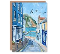 Artery8 Greeting Card West Bay Dorset England Sunny Day Painting Blank For Him Or Her Art Birthday Card