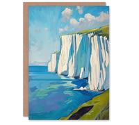Artery8 Greeting Card White Cliffs of Dover Coastal Landscape painting Blank For All Him Or Her Art Birthday Card