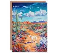 Artery8 Greeting Card White Labrador in Blooming Cacti Oasis Dog Lover Blank For Him Or Her Art Birthday Card