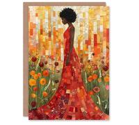 Artery8 Greeting Card Wildflower Meadow Woman Flower Mosaic Collage Blank For All Him Or Her Art Birthday Card