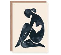 Artery8 Greeting Card Woman Abstract Minimalism Figure Female Painting Blank For Him Or Her Art Birthday Card