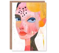 Artery8 Greeting Card Woman Portrait Texture Patterns Abstract Modern For Her Woman Birthday Card
