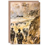 Artery8 Greeting Card WWII D Day Landing Normandy War Tanks Soldiers Birthday in Light Brown Artery8 Light Brown