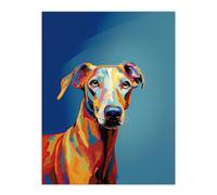 Artery8 Greyhound Dog Lover Gift Pet Portrait Orange Blue Artwork Painting Extra Large XL Wall Art Poster Print