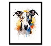 Artery8 Greyhound Lovers Gift Watercolour Pet Portrait Painting Artwork Artwork Framed Wall Art Print A4