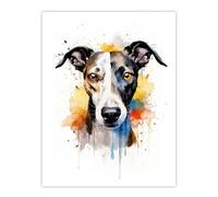 Artery8 Greyhound Lovers Gift Watercolour Pet Portrait Painting Artwork Extra Large XL Wall Art Poster Print