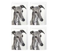 Artery8 Greyhound Whippet Dog Lover Art Cards Pack of 4 Animal Greeting Cards in Grey | Size: 4 Pack Artery8 Grey 4 Pack