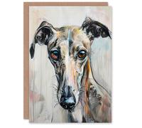 Artery8 Greyhound Whippet Dog Lover Cute Pet Portrait Greeting Birthday Card Him Her All Blank