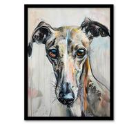 Artery8 Greyhound Whippet Dog Lover Cute Pet Portrait Living Room Artwork Framed Wall Art Print A4