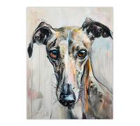 Greyhound Whippet Dog Lover Cute Pet Portrait Wall Art Print Artery8 Grey W24 inch x H32 inch