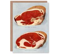 Artery8 Grocers Encyclopedia Art Card Beef Sirloins Illustration in Blue Artery8 Blue