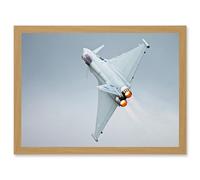 Gronemann Military UK RAF Eurofighter Typhoon Photo Artwork Framed Wall Art Print A4 Artery8 Light Oak One Size