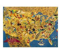 Artery8 Groppers America Its Folklore 1946 Vintage Pictorial Map Premium Wall Art Canvas Print 18X24 Inch