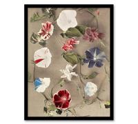 Artery8 Group Of Morning Glories Vintage Japan Framed Wall Art Print Kazumasa | Size: A4 Artery8 Multicolor A4