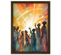 Artery8 Group Singing Hymns at Sunrise Abstract Female Gospel Choir Modern Watercolour Painting Artwork Framed Wall Art Print A4