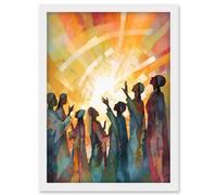 Artery8 Group Singing Hymns at Sunrise Abstract Female Gospel Choir Modern Watercolour Painting Artwork Framed Wall Art Print A4 in White Artery8 White