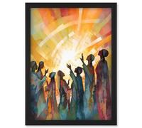 Artery8 Group Singing Hymns at Sunrise Abstract Female Gospel Choir Modern Watercolour Painting Artwork Framed Wall Art Print A4 in Black Artery8 Black
