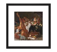 Artery8 Grueber Still Life Musical Instruments Painting 8X8 Inch Square Wooden Framed Wall Art Print Picture with Mount in Black Artery8 Black