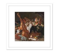 Artery8 Grueber Still Life Musical Instruments Painting 8X8 Inch Square Wooden Framed Wall Art Print Picture with Mount in White Artery8 White