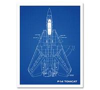 Artery8 Grumman F-14 Tomcat US Fighter Aicraft Blueprint Plan Art Print Framed Poster Wall Decor 12x16 inch